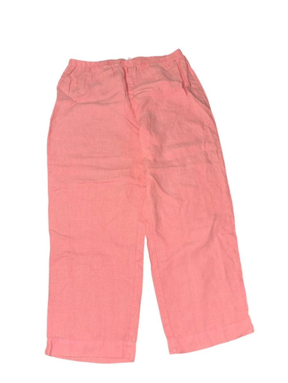 Hot Cotton XL Peachy Linen Cropped Pants Elastic Waist